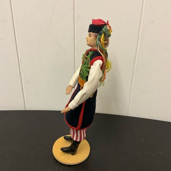 Vintage Handmade 8" Tall Handmade Plastic Doll Man With Clothing and stand - Picture 10 of 11